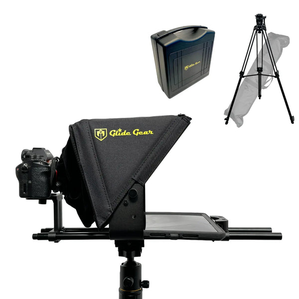 Glide Gear TMP 500 Tablet/Smartphone 15mm Rail Teleprompter Combo Kit with GG 665 Fluid Head Heavy-Duty Tripod Koncept Innovators, LLC