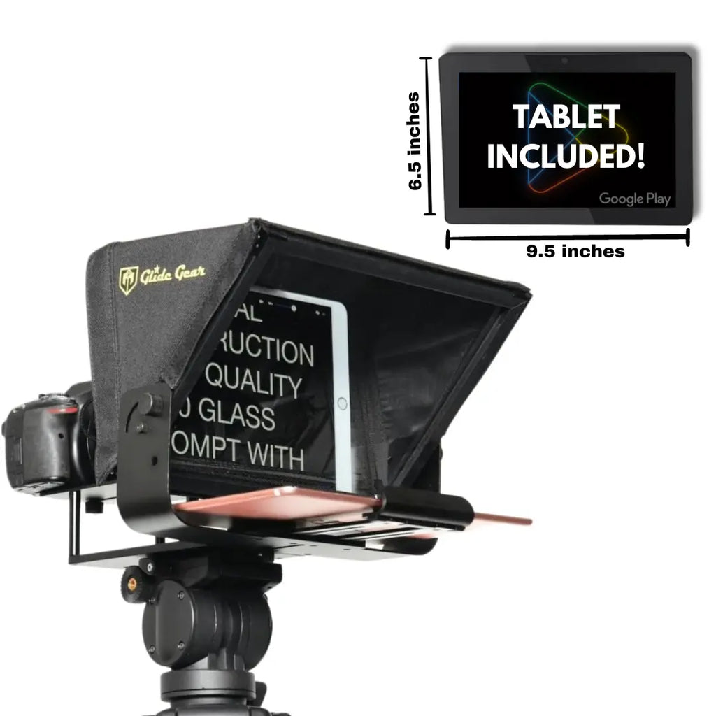 Glide Gear TMP 100 Teleprompter/Tablet Combo - Smartphone/ DSLR Camera to Prompt Tablet/ Smartphone Teleprompter with Tablet Included