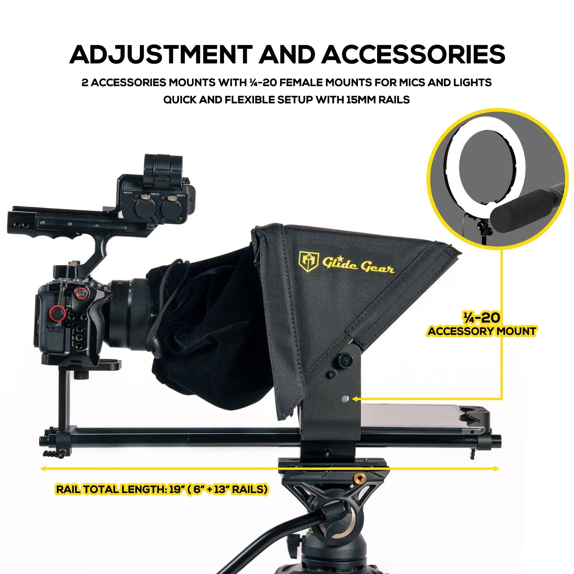 TMP 500 15mm Rail Teleprompter With Protective Travel Case glidegear
