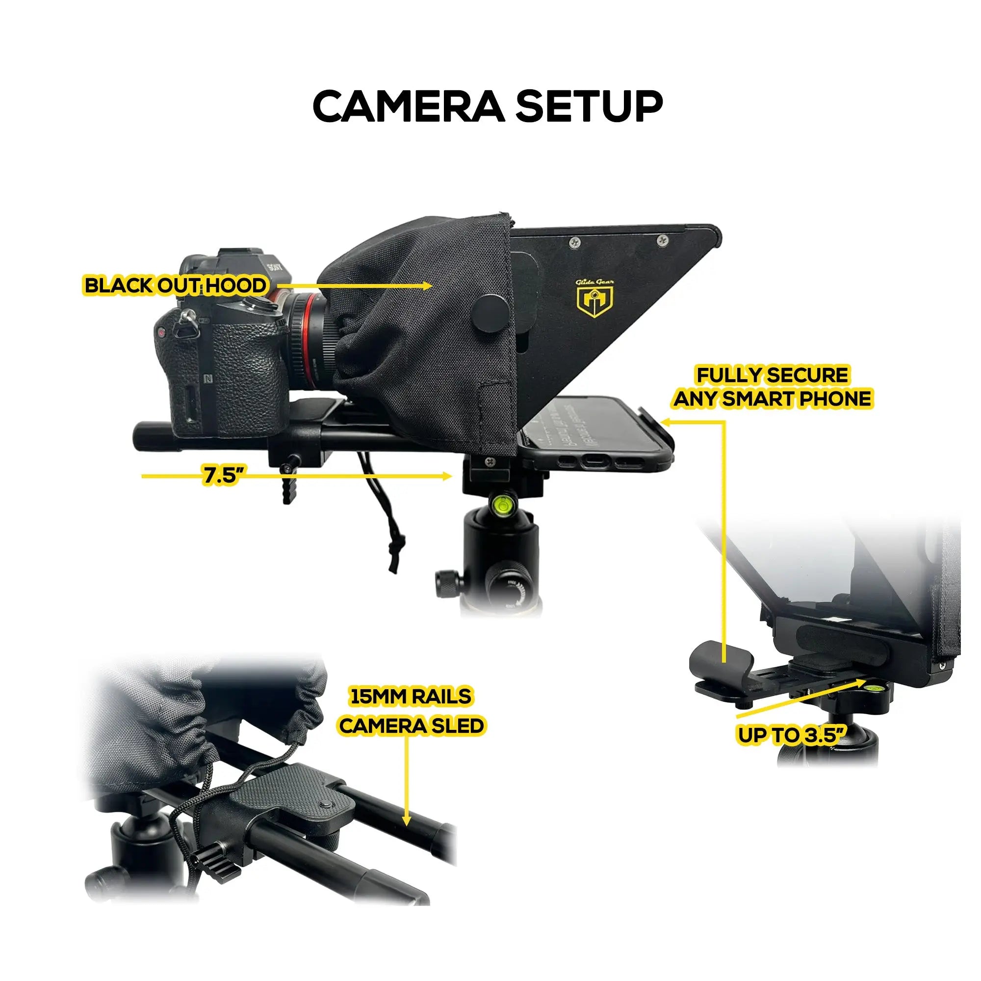 TMP 75 Laptop Smartphone Prompt/DSLR Teleprompter Glide Gear